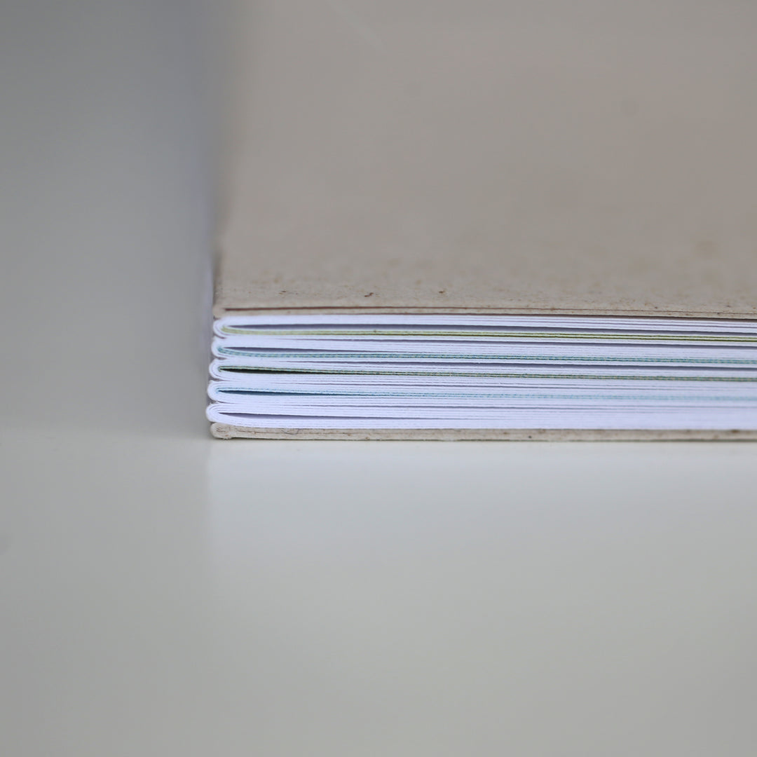 Detailaufnahme des Ikigai Buchs mit Fokus auf Schnittkante und offener Bindung.