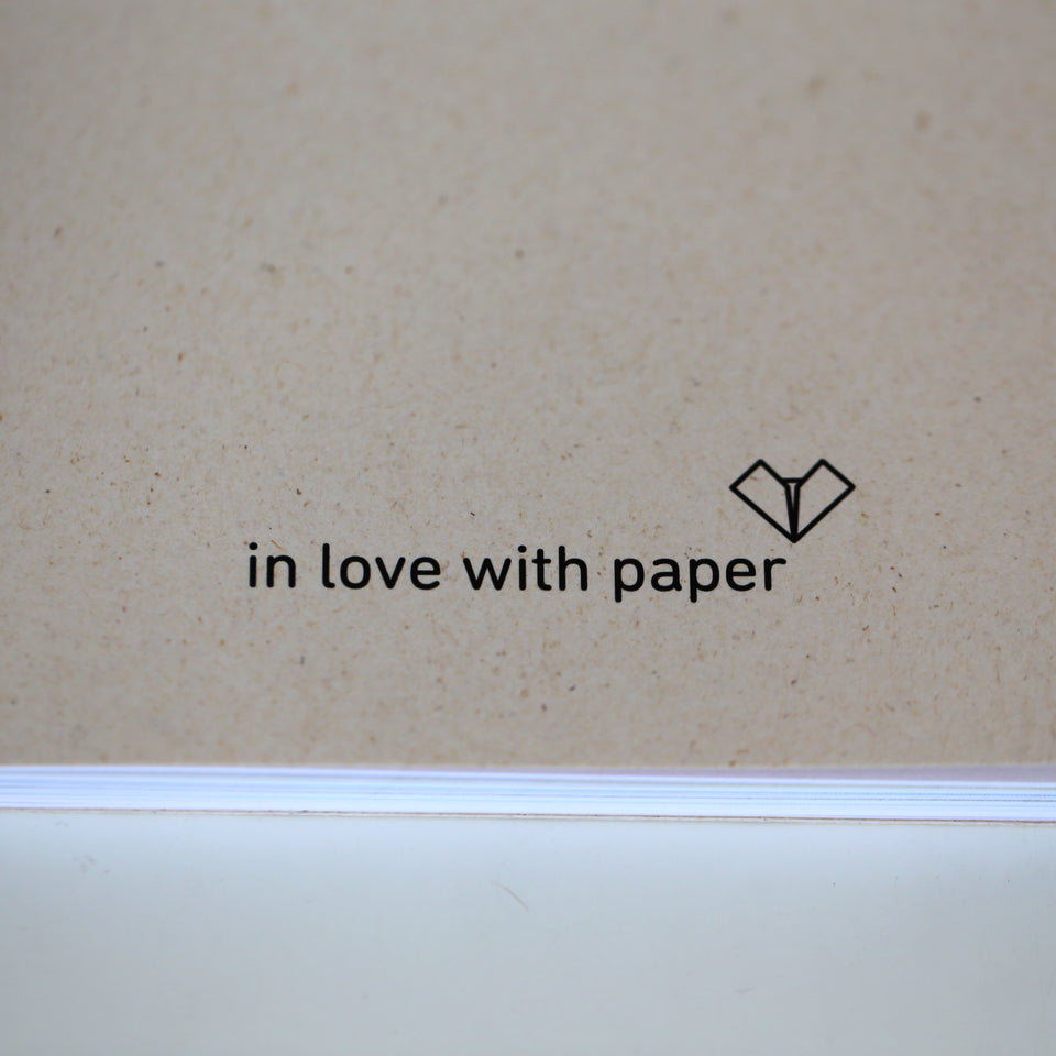 Ikigai oder das gute Leben. ein Fragenbuch. you see the logo of in love with paper printed on the first page of the cover inside. 