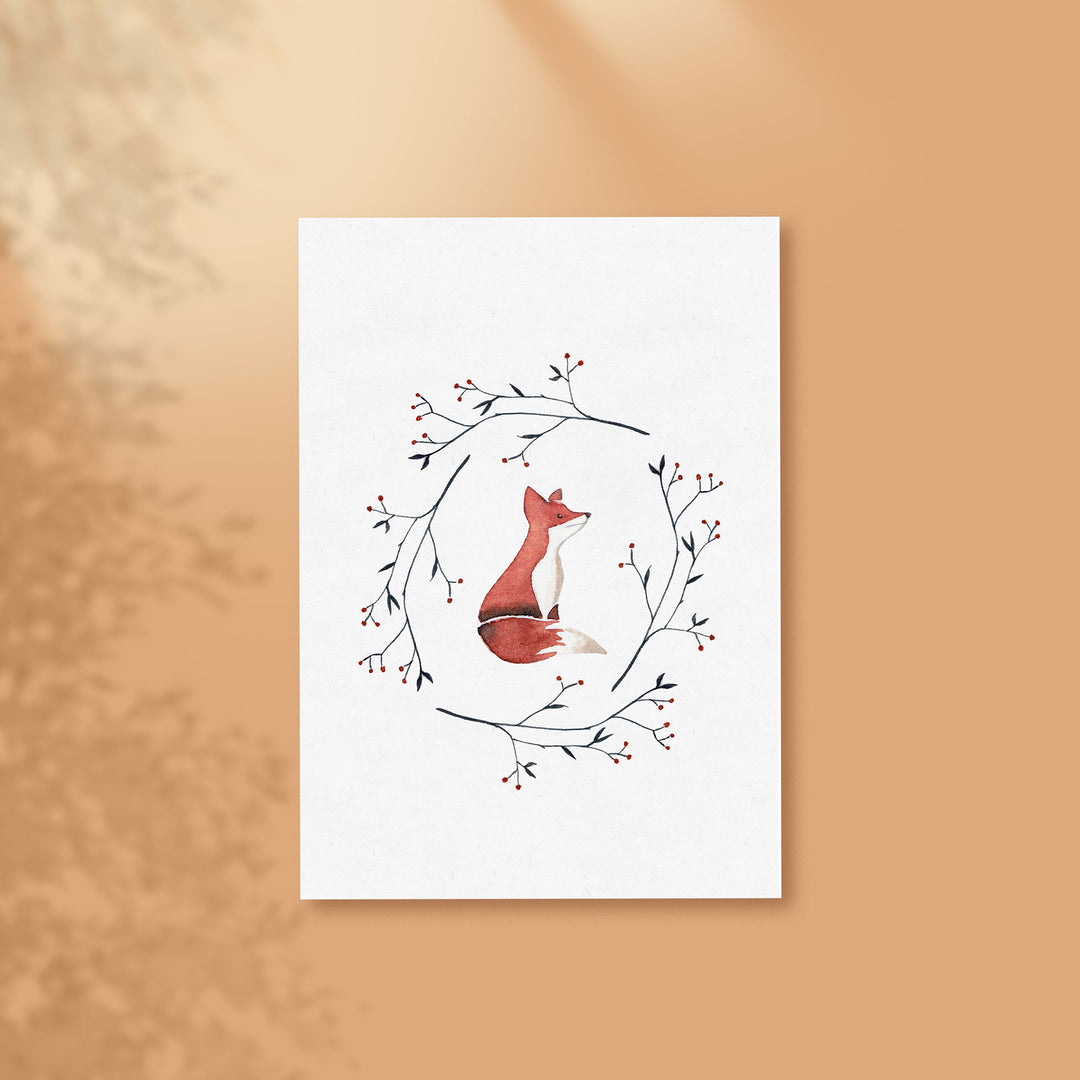 Postcard: Fox and flowers | Túcan y limón