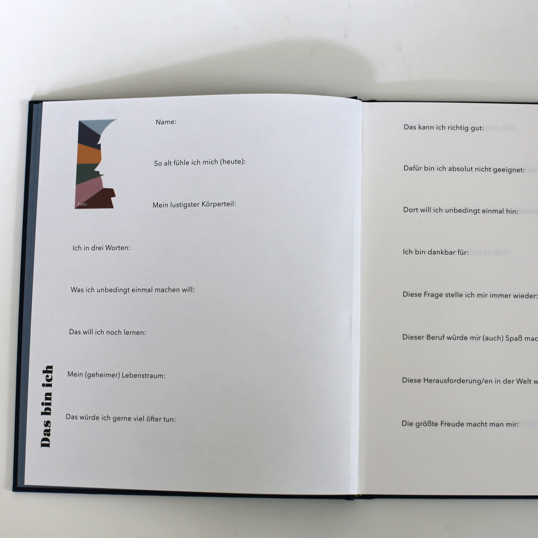 inside the book of friendship for adults. this page shows information about yourself.