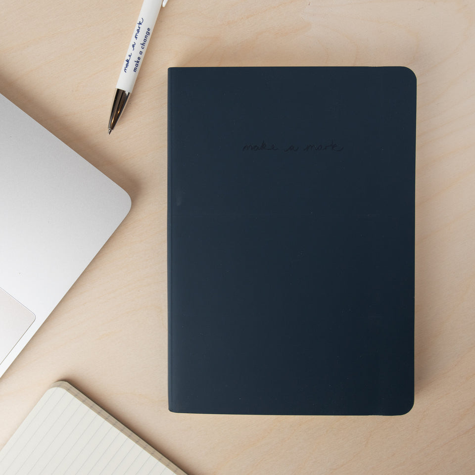 Lined Notebook in Navy Blue/ vent for change