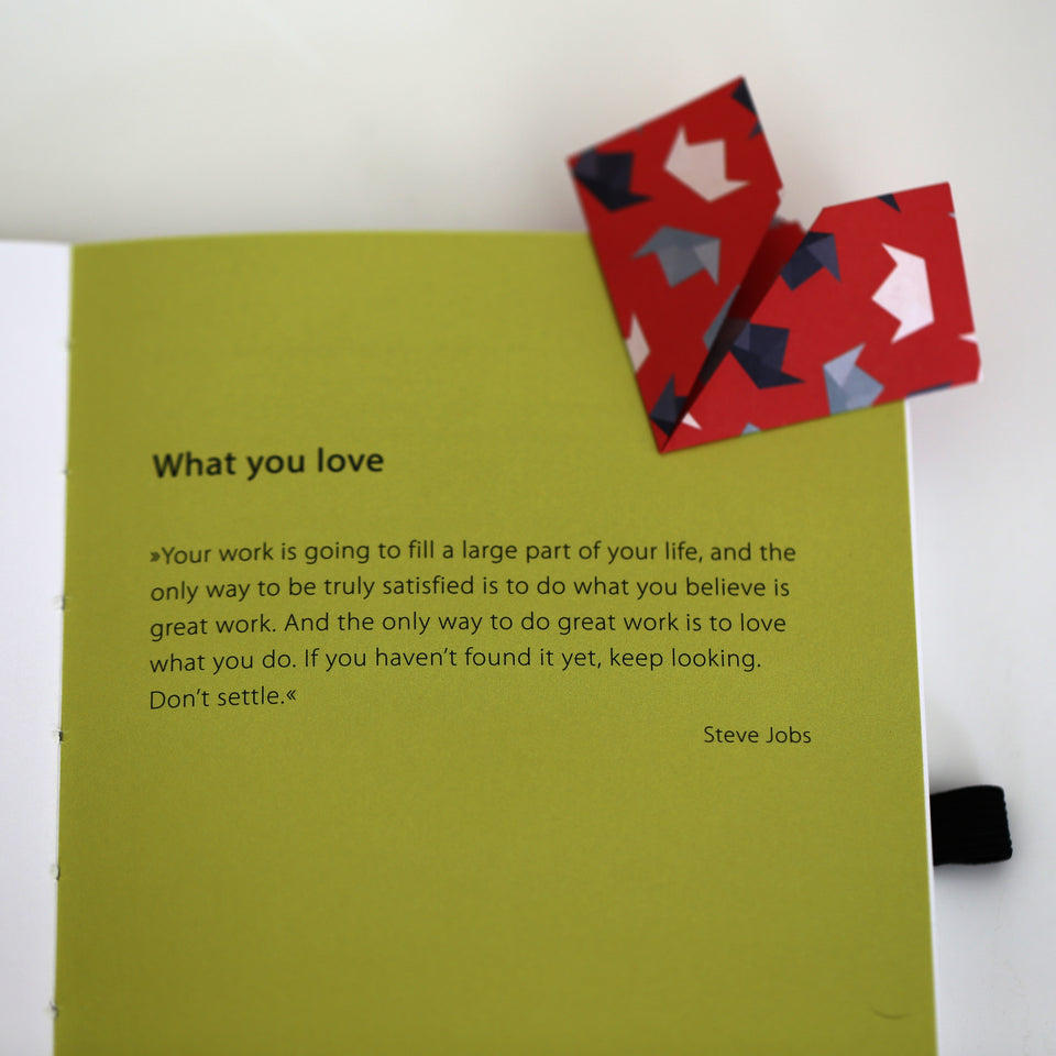 Ikigai oder das gute Leben. ein Fragenbuch. Chapter one. What you love. Quote by Steve Jobs.  